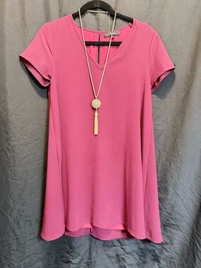 Mabel Burgundy Women's Short Sleeve V-Neck Swing Dress